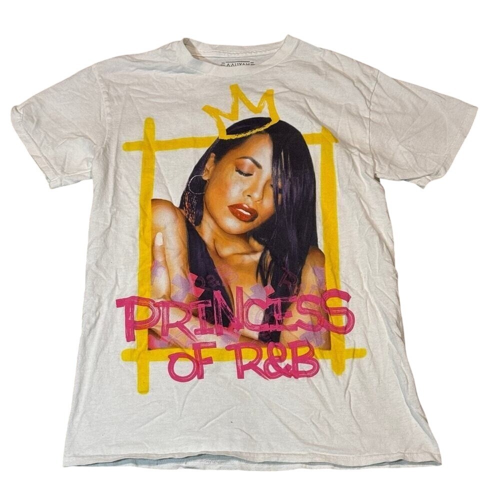 Aaliyah Princess of R&B Photo‎ Graphic T-Shirt White Small 100% Cotton Tee